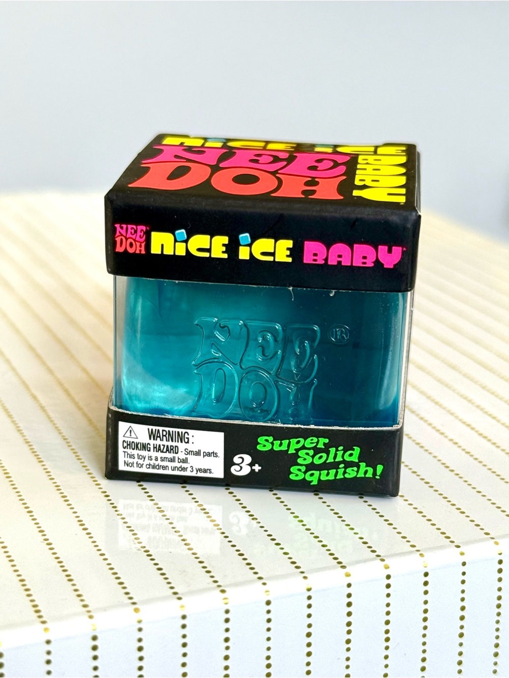 🔥 NeeDoh Nice Ice Baby BLUE Cube Super Solid Squish NIB Viral TikTok Schylling